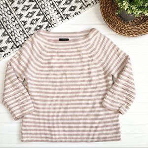 J. CREW pink|white striped boatneck sweater